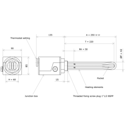 Screw plug immersion heater 1''1/2 204801 Vulcanic Draw