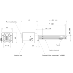 Screw plug immersion heater 1''1/2 204805 Vulcanic Draw