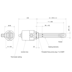 Screw plug immersion heater 1''1/2 211601 Vulcanic Draw