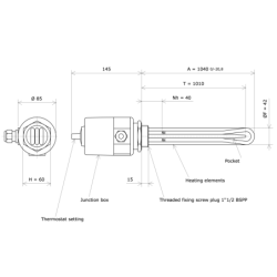 Screw plug immersion heater 1''1/2 211604 Vulcanic Draw