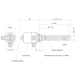 Screw plug immersion heater 1''1/2 211608 Vulcanic Draw