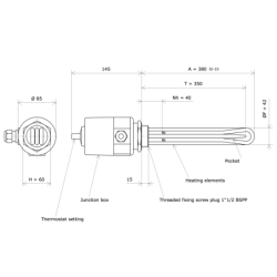 Screw plug immersion heater 1''1/2 211628 Vulcanic Draw