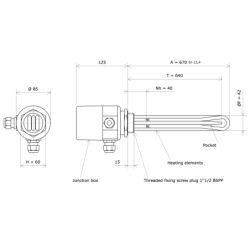 Screw plug immersion heater 1''1/2 211708 Vulcanic Draw