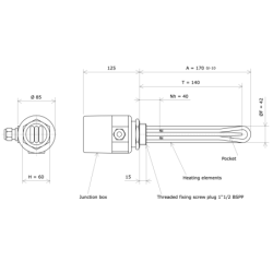 Screw plug immersion heater 1''1/2 211710 Vulcanic Draw