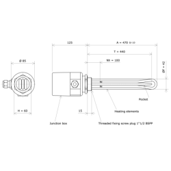 Screw plug immersion heater 1''1/2 211716 Vulcanic Draw