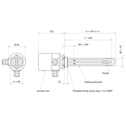 Screw plug immersion heater 1''1/2 211718 Vulcanic Draw