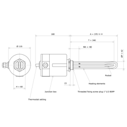 Screw plug immersion heater 1''1/2 211801 Vulcanic Draw