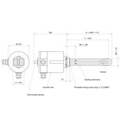 Screw plug immersion heater 1''1/2 211809 Vulcanic Draw