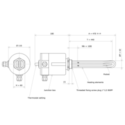 Screw plug immersion heater 1''1/2 211818 Vulcanic Draw