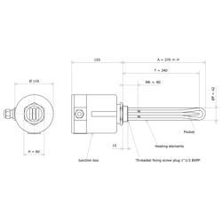 Screw plug immersion heater 1''1/2 211901 Vulcanic Draw