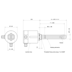 Screw plug immersion heater 1''1/2 211908 Vulcanic Draw