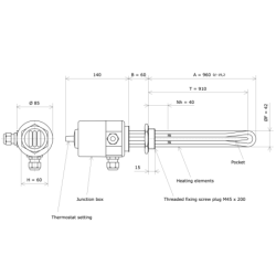 Screw plug immersion heater M45 321653 Vulcanic Draw