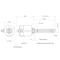 Screw plug immersion heater M45 311801 Vulcanic Draw