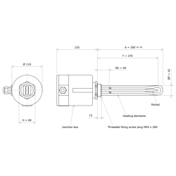 Screw plug immersion heater M45 311906 Vulcanic Draw