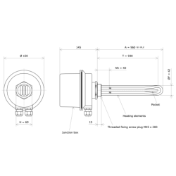 Screw plug immersion heater M45 312009 Vulcanic Draw