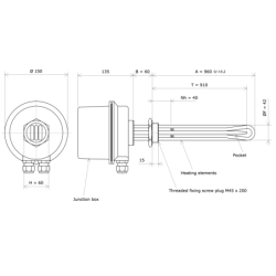 Screw plug immersion heater M45 322009 Vulcanic Draw