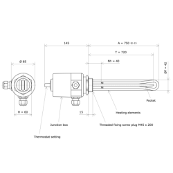 Screw plug immersion heater M45 311615 Vulcanic Draw