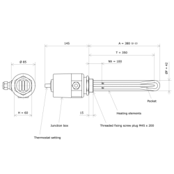 Screw plug immersion heater M45 311636 Vulcanic Draw