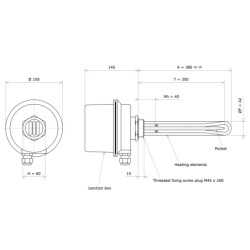 Screw plug immersion heater M45 312028 Vulcanic Draw