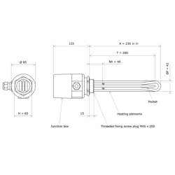 Screw plug immersion heater M45 311722 Vulcanic Draw