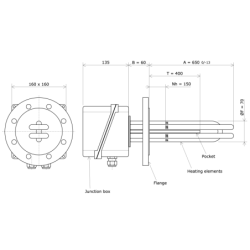 DN80 round flange immersion heater 228511 Vulcanic Draw