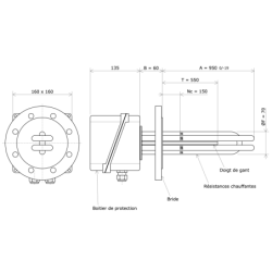 Thermoplongeur sur bride ronde DN80 228512 Vulcanic Plan