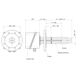 DN80 round flange immersion heater 228503 Vulcanic Draw