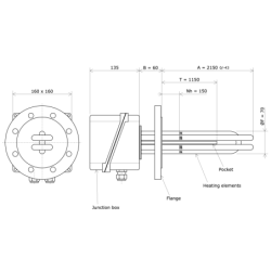 DN80 round flange immersion heater 228515 Vulcanic Draw