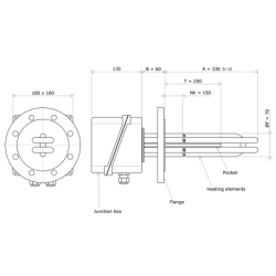 DN80 round flange immersion heater 228560 Vulcanic Draw