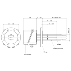 DN80 round flange immersion heater 228565 Vulcanic Draw