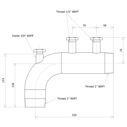 Outlet elbow DN80 for flow heater Vulcanic Draw