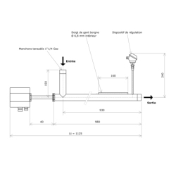 Réchauffeur de fluide faible débit DN40 avec sonde Vulcanic PlanL930B40