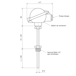 Sonde Pt100 avec boitier et élément interchangeable 3111704 Vulcanic Plan