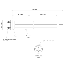 Ceramic core element Vulcanic Draw58Lst691Lc400