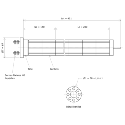 Résistance sur barillets Vulcanic Plan58Lst451Lc280