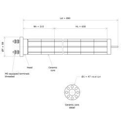 Ceramic core element Vulcanic Draw47Lst890Lc650