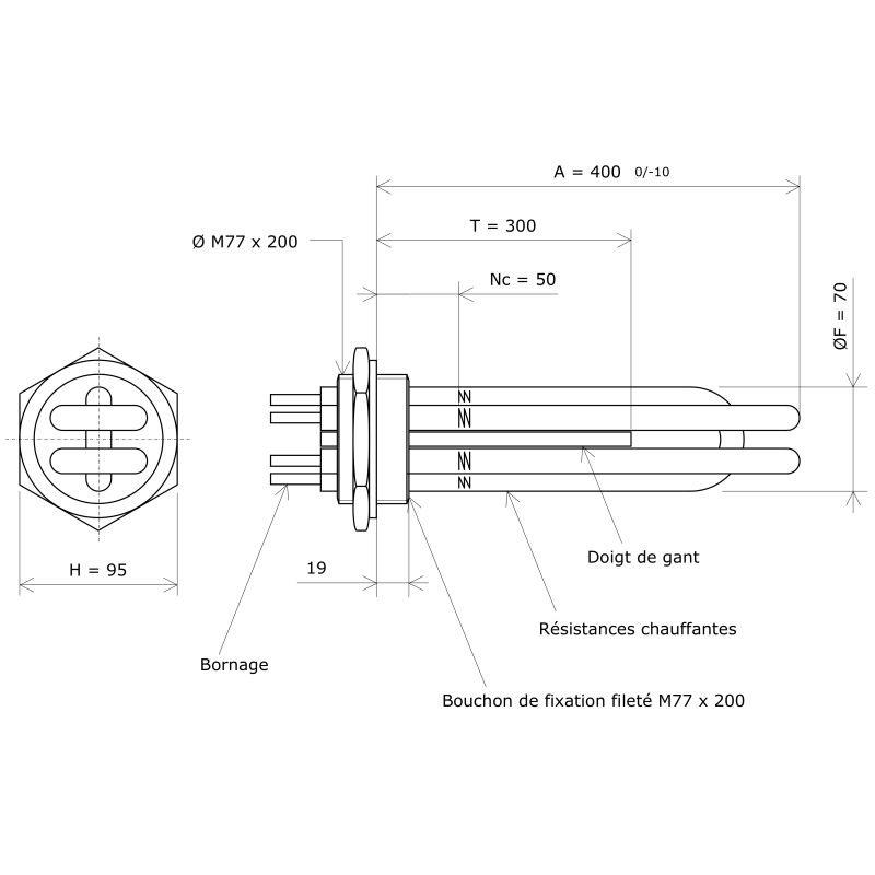 Thermoplongeur à visser M77 217702 Vulcanic Plan