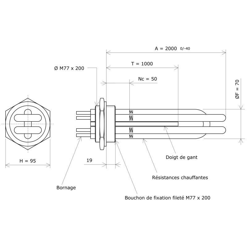 Thermoplongeur à visser M77 217708 Vulcanic Plan