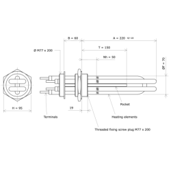 Screw plug immersion heater M77 217801 Vulcanic Draw