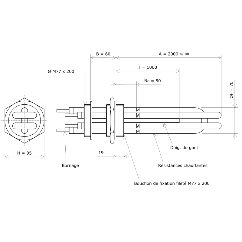 Thermoplongeur à visser M77 217808 Vulcanic Plan