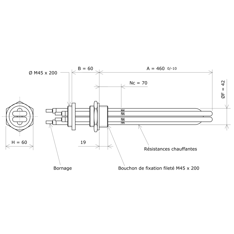 Thermoplongeur à visser M45 214601 Vulcanic Plan