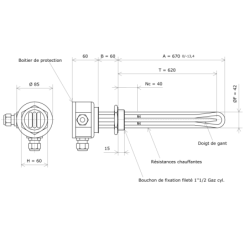 Thermoplongeur à visser 1''1/2 221508 Vulcanic Plan