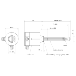 Screw plug immersion heater 1''1/2 211921 Vulcanic Draw