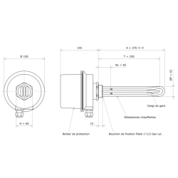 Thermoplongeur à visser 1''1/2 212001 Vulcanic Plan