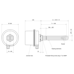 Screw plug immersion heater 1''1/2 212001 Vulcanic Draw