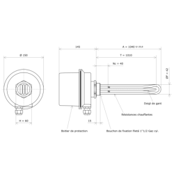 Thermoplongeur à visser 1''1/2 212004 Vulcanic Plan