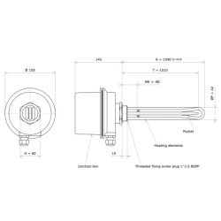 Screw plug immersion heater 1''1/2 212004 Vulcanic Draw