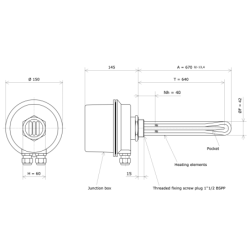 Screw plug immersion heater 1''1/2 212008 Vulcanic Draw