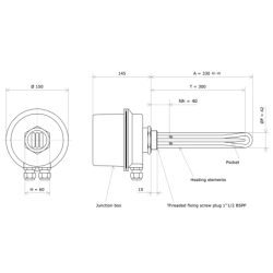 Screw plug immersion heater 1''1/2 212012 Vulcanic Draw