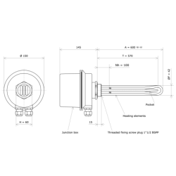 Screw plug immersion heater 1''1/2 212020 Vulcanic Draw